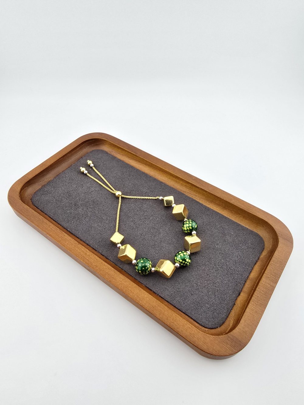 Green and Gold Adjustable Bead Bracelet - Image 14