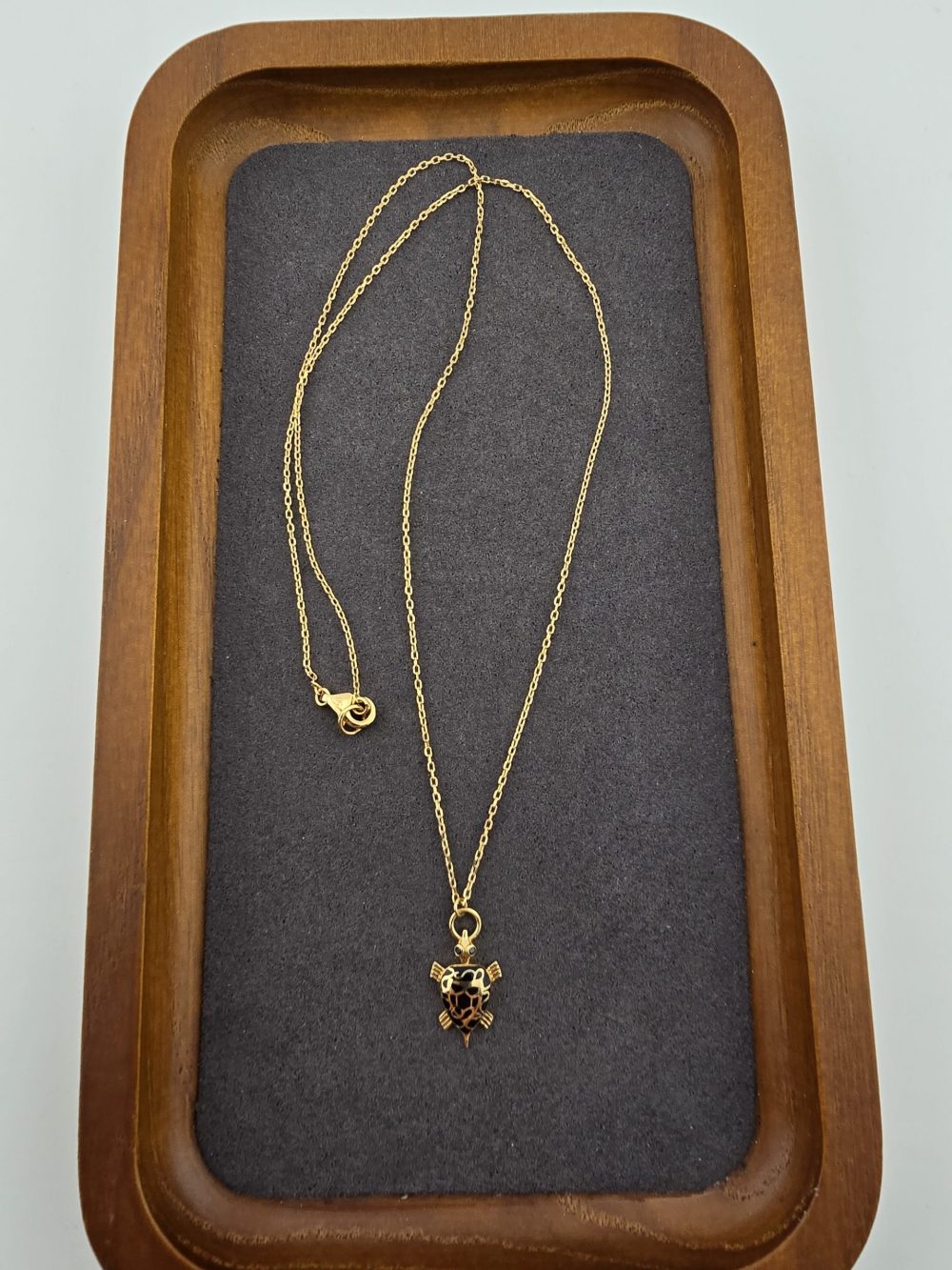 Golden and Black Turtle Pendant Necklace