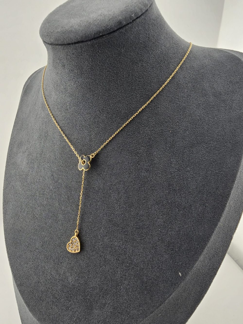 Gold Floral and Heart Drop Necklace - Image 5