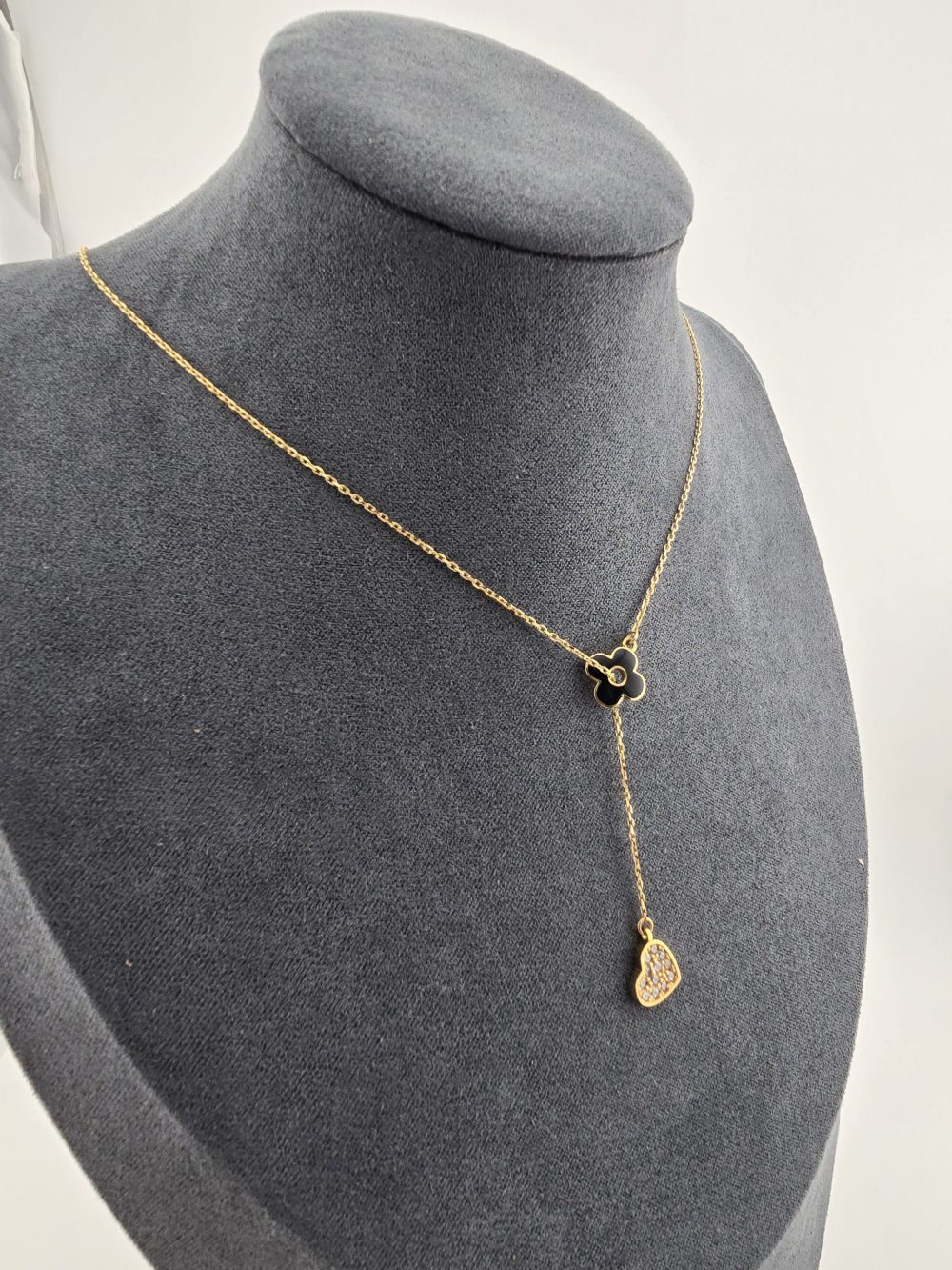 Gold Floral and Heart Drop Necklace - Image 6