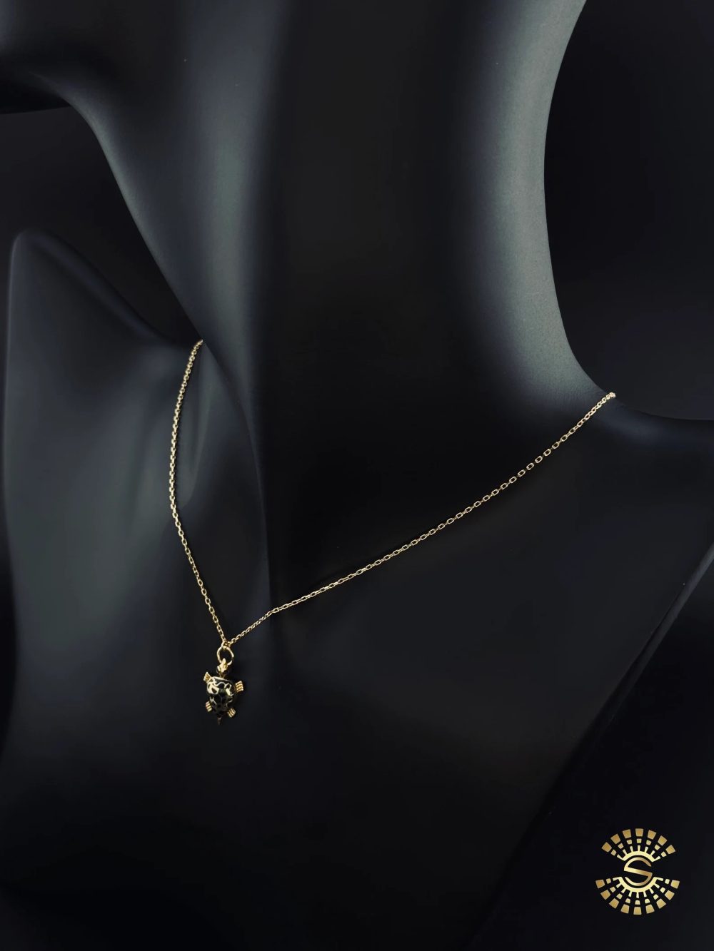 Golden and Black Turtle Pendant Necklace - Image 3