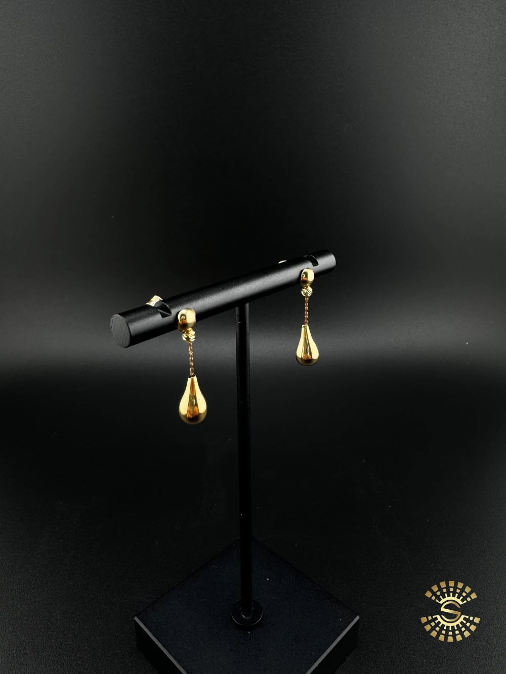 Gold Teardrop Dangle Earrings - Image 2