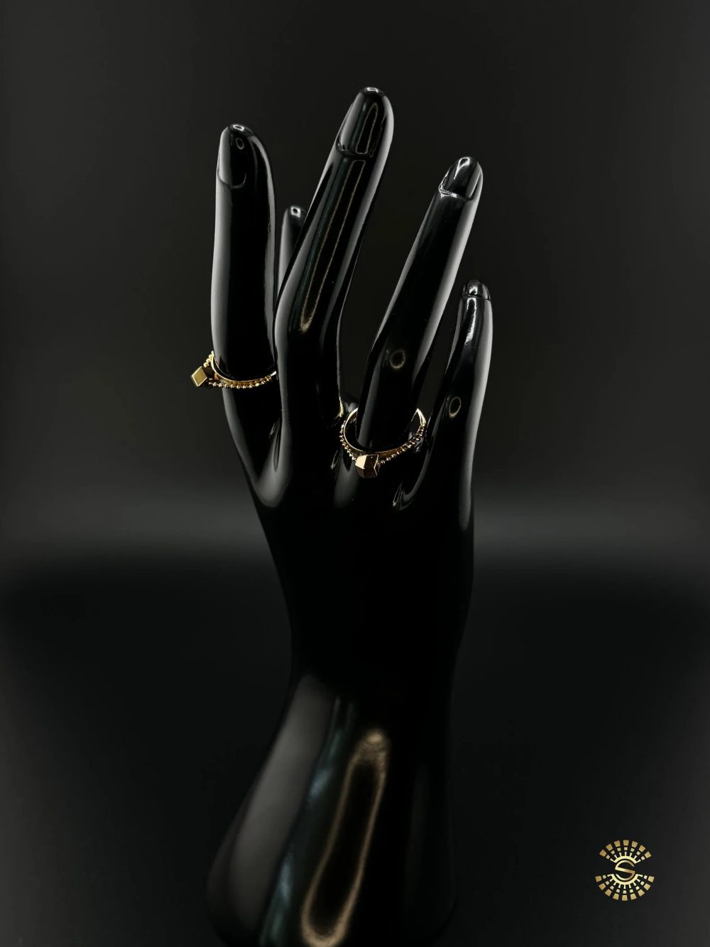 18K cube with chain gold ring - Image 2