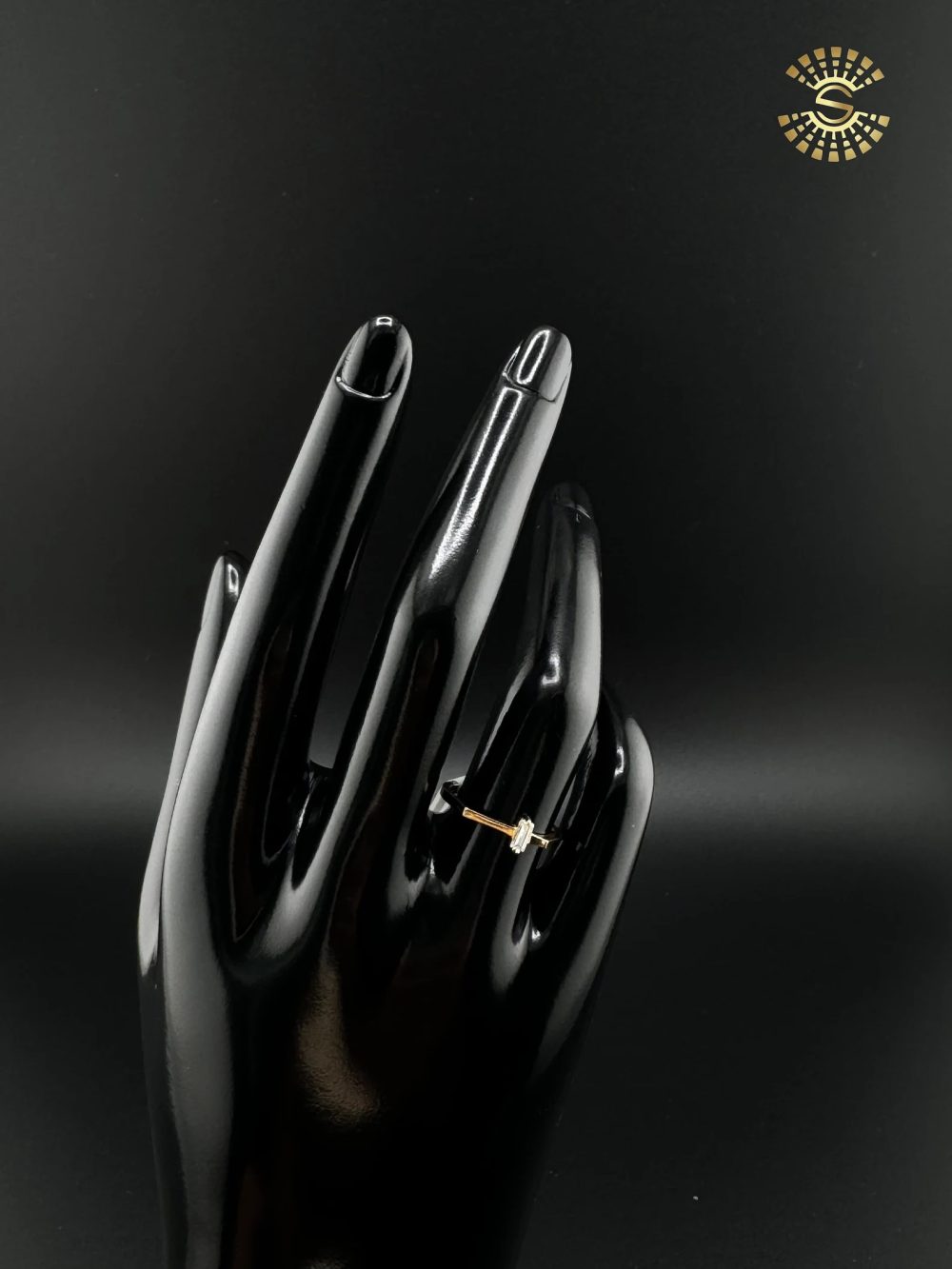 Gold Single Baguette Diamond Ring - Image 2