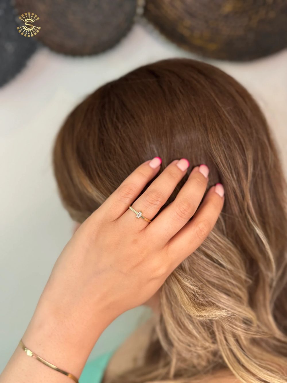 Gold Single Baguette Diamond Ring - Image 3