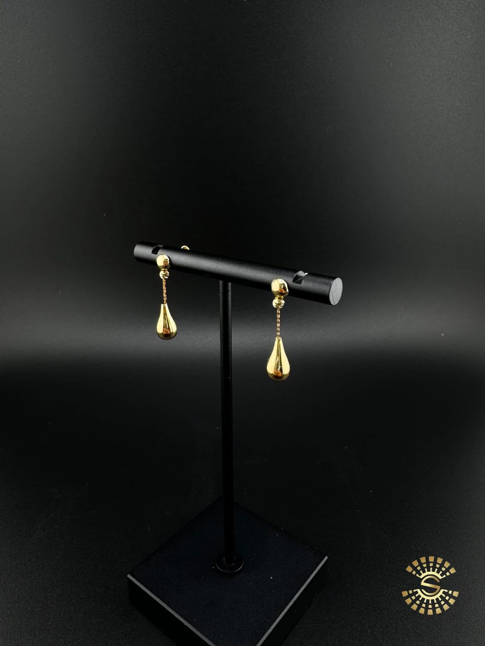Gold Teardrop Dangle Earrings - Image 3