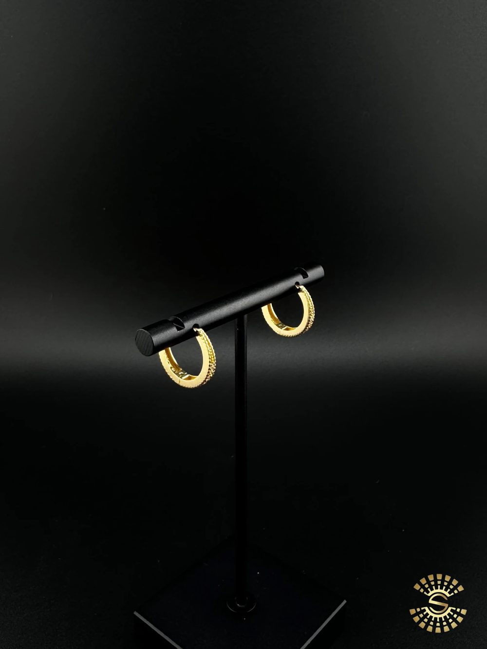 Gold Diamond Hoop Earrings - Image 3