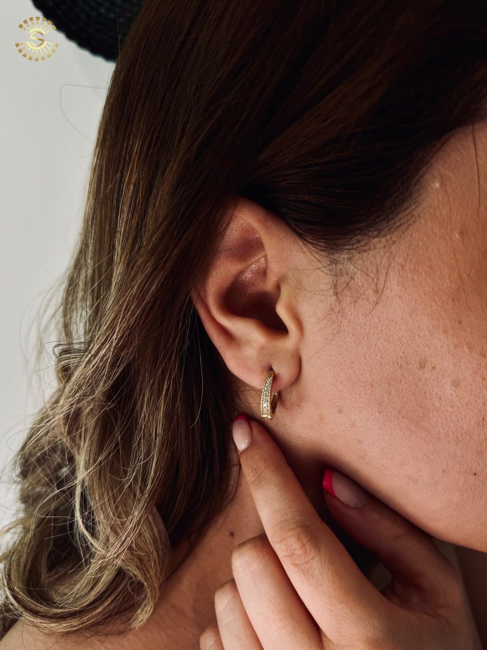 Gold Diamond Hoop Earrings - Image 2